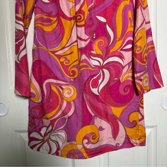 Banana Republic Trina Turk Purple Mod 60's Dress Size 0 Cotton Silk XSmall Lined - Picture 4 of 12